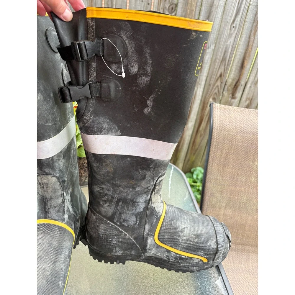 Tingley Sigma MB816B‎ Men 9 Rubber Metatarsal Steel Toe Work Boots Black Yellow